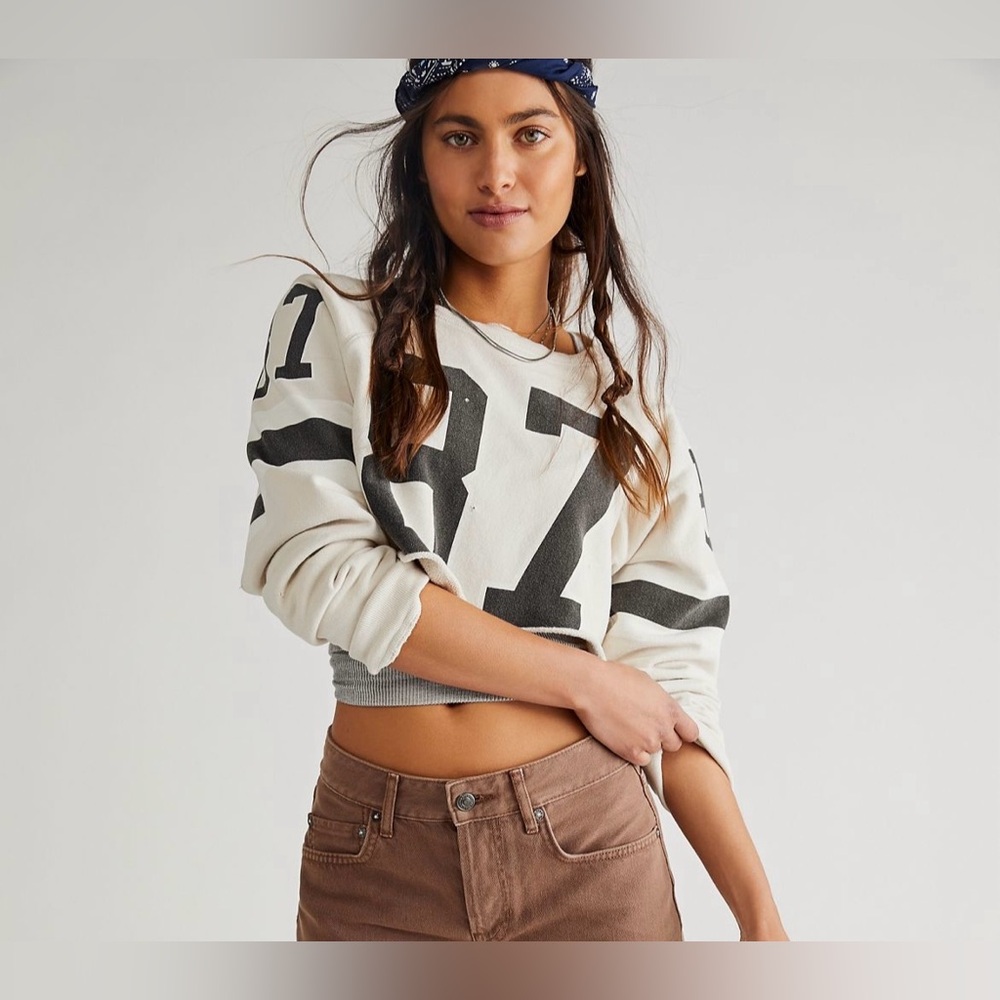 Free People Retro Brand Athletic Extreme Crop Sweatshirt